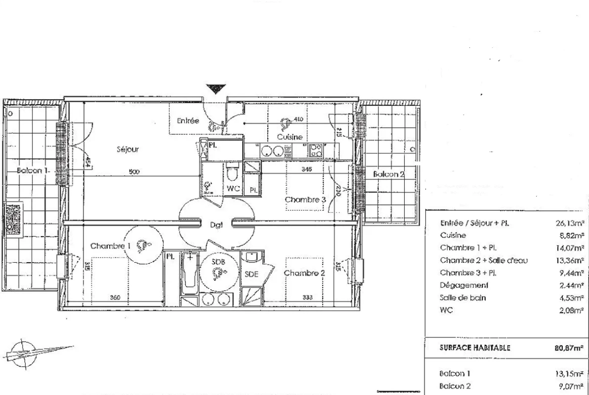 Appartement T4 de 80m2 à Colomiers - Quartier Garroussal 