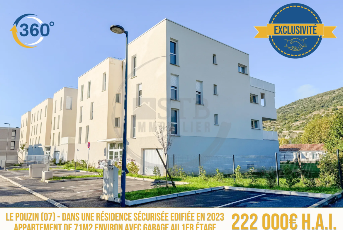 Appartement Meublé de 71m2 avec Garage à Le Pouzin 