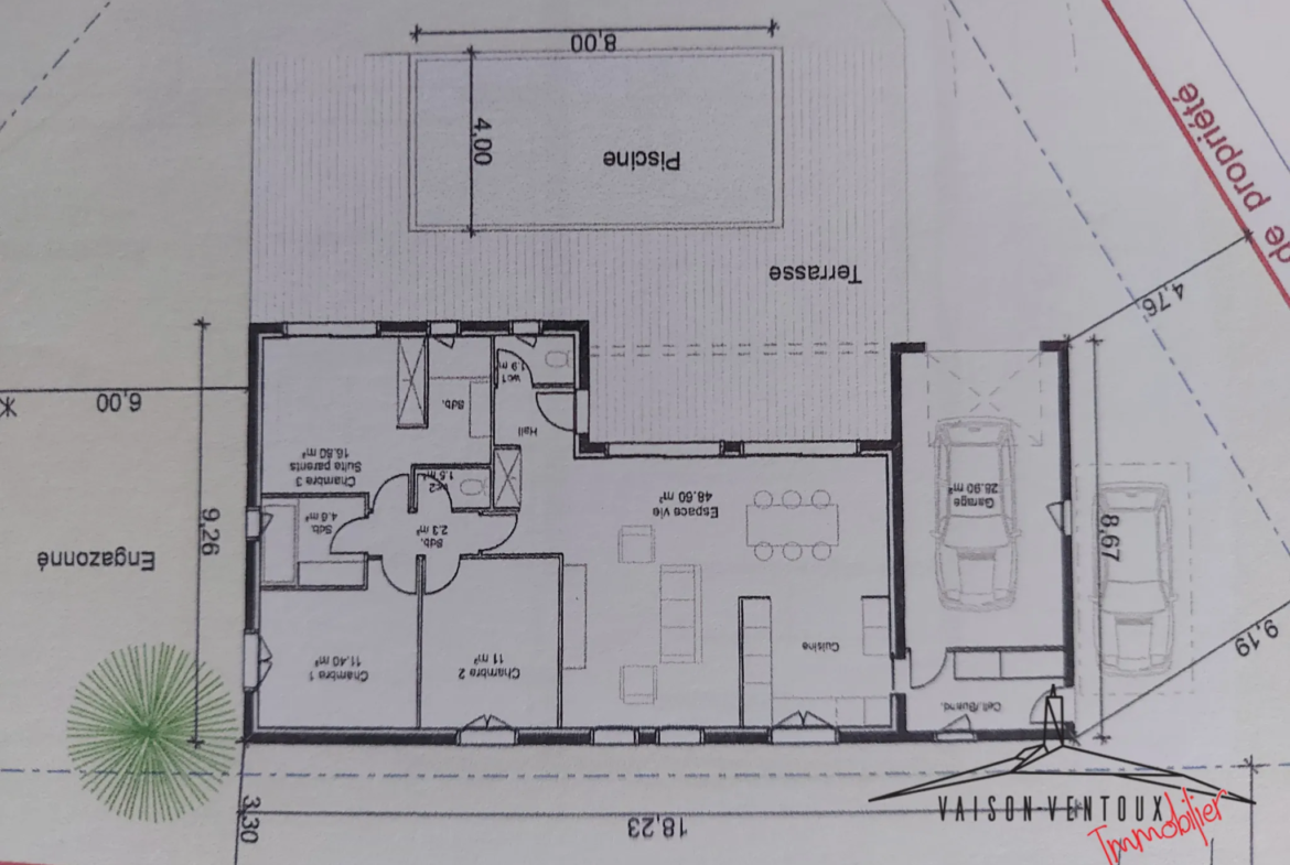 Terrain arboré de 1350 m² avec permis de construire à Vaison la Romaine 