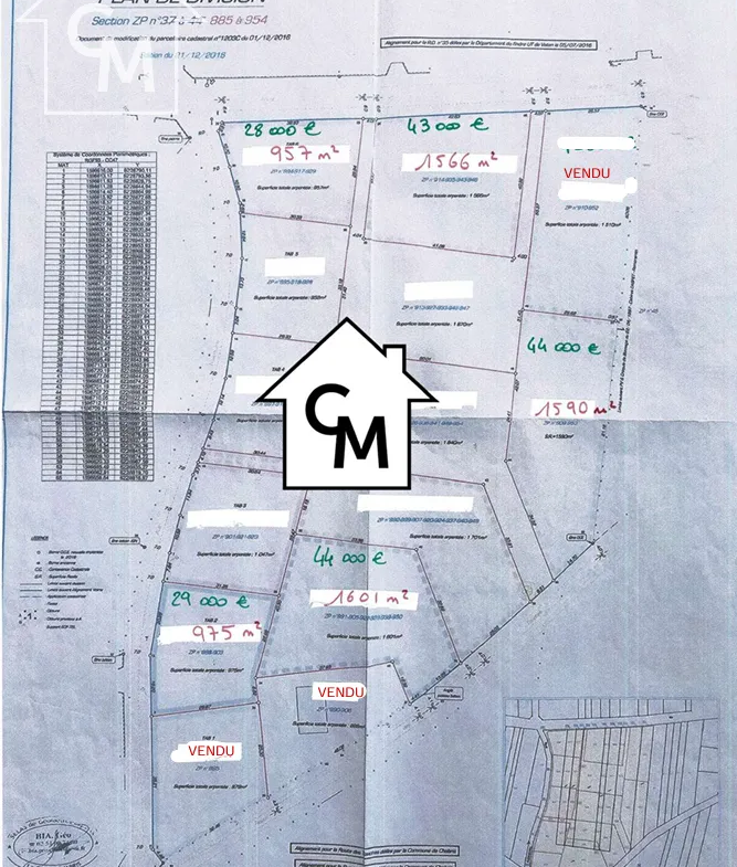 Terrains constructibles à Chabris à partir de 28 000 € 