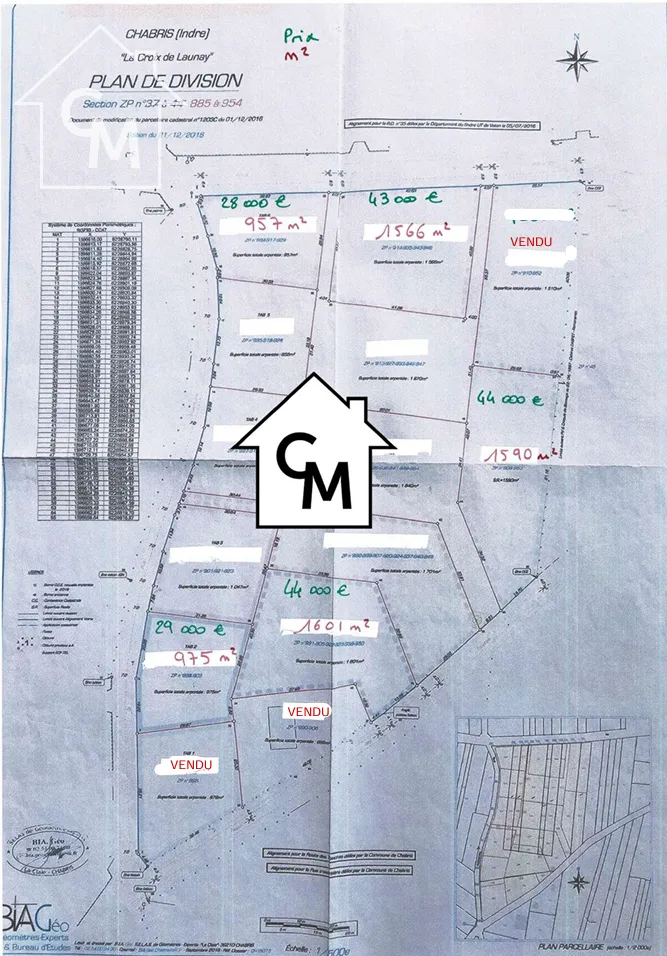 Terrains constructibles à Chabris à partir de 28 000 € 