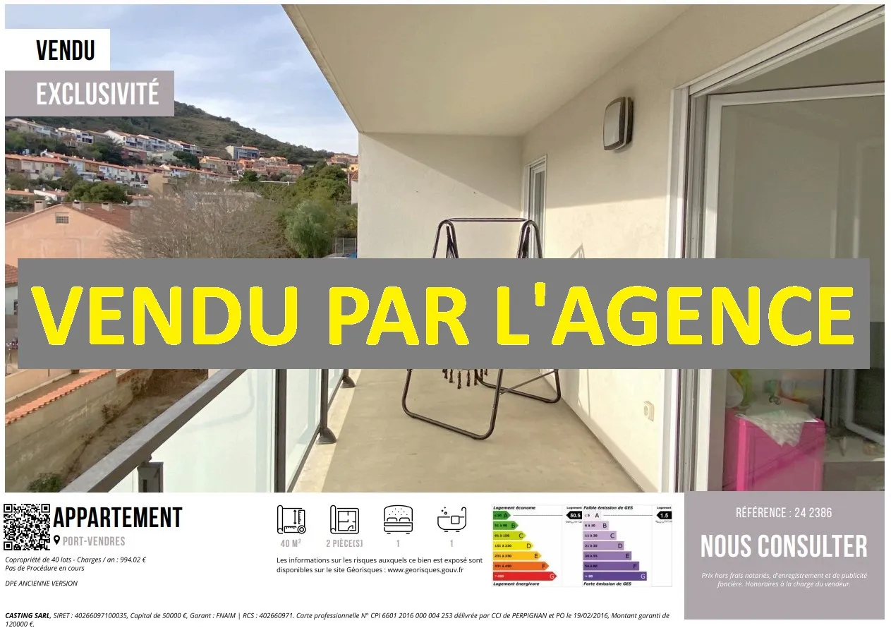 Bel appartement T2 avec terrasse et parking à Port-Vendres 