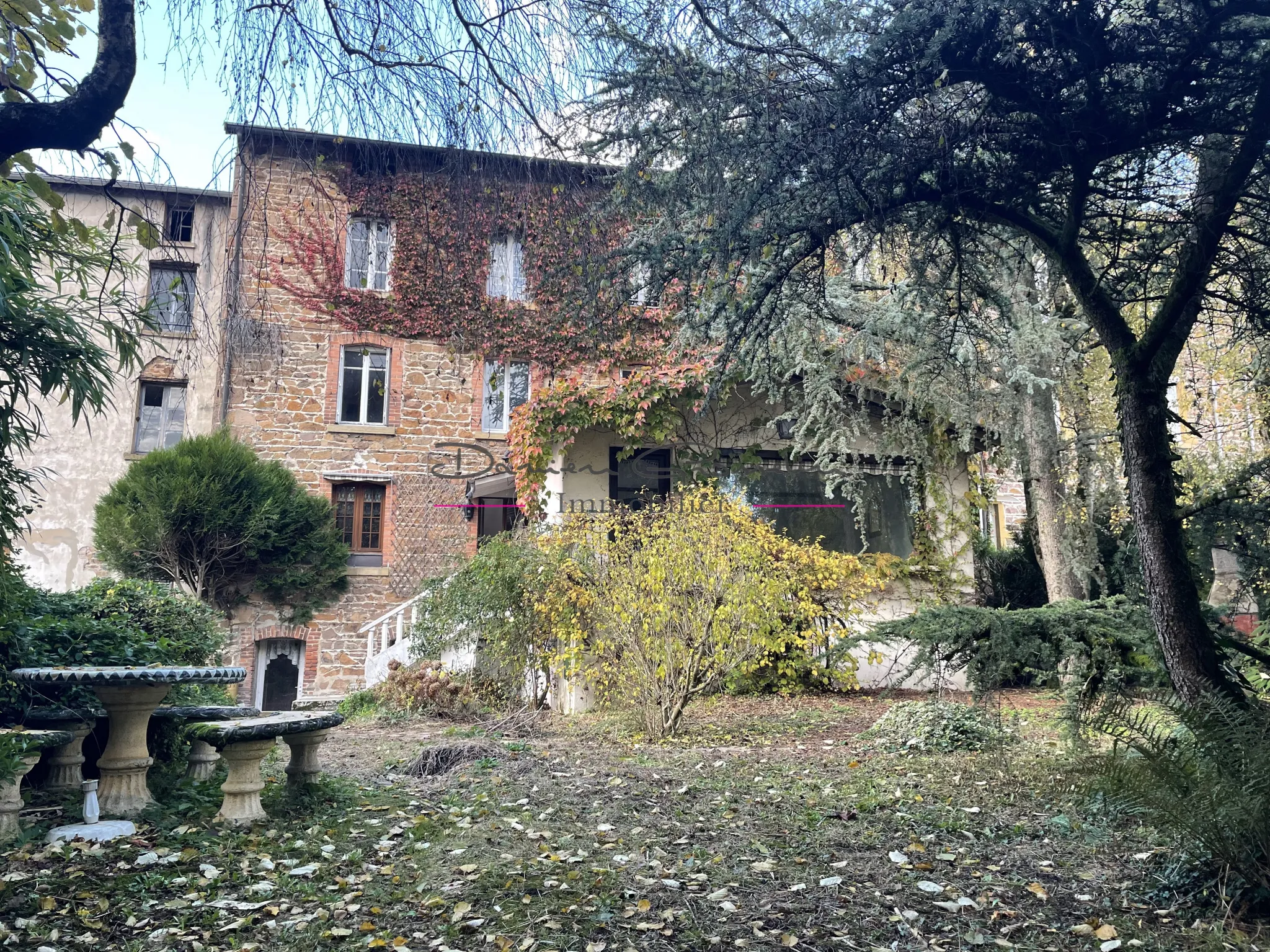 Immeuble à vendre à Bourg de Thizy avec jardin arboré 