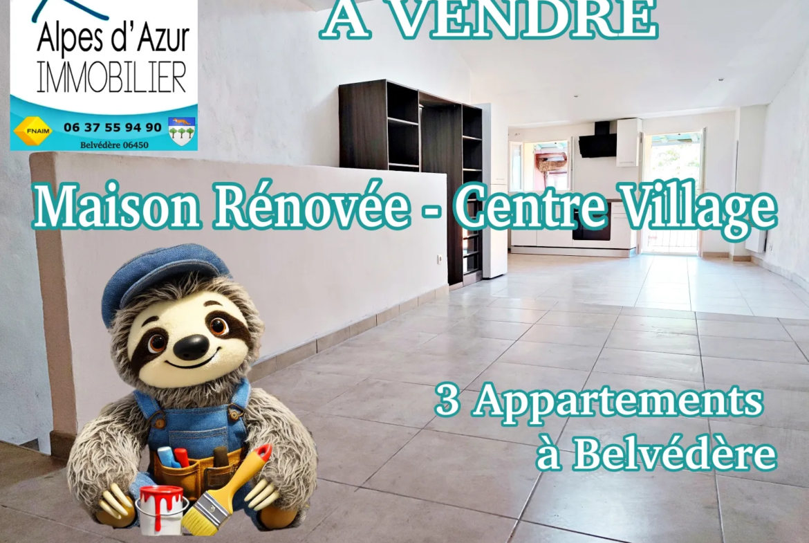 Maison Rénovée avec 3 Appartements à Vendre à Belvédère - 128 000 € 