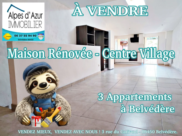 Maison Rénovée avec 3 Appartements à Vendre à Belvédère - 128 000 €