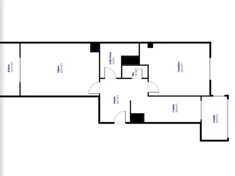 Appartement 2P - 40,30 m² avec balcons à Nice 