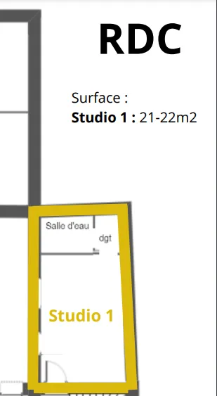 Studio lumineux de 22 m² à rénover à Villeneuve-Loubet 