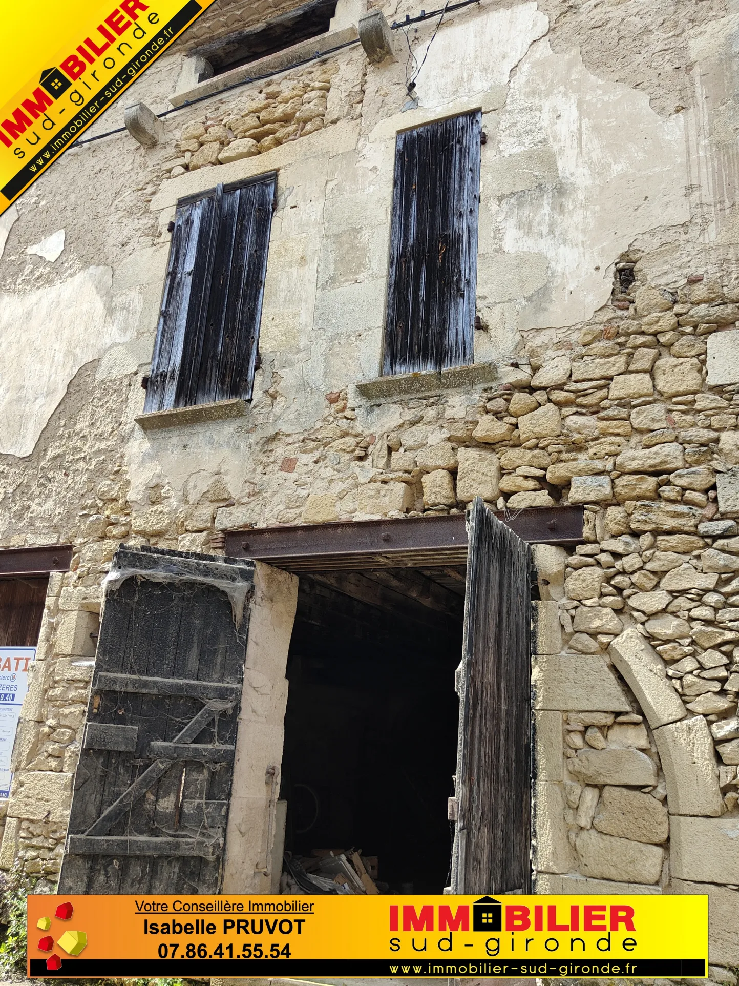 Maison à rénover en pierre à Saint Macaire 