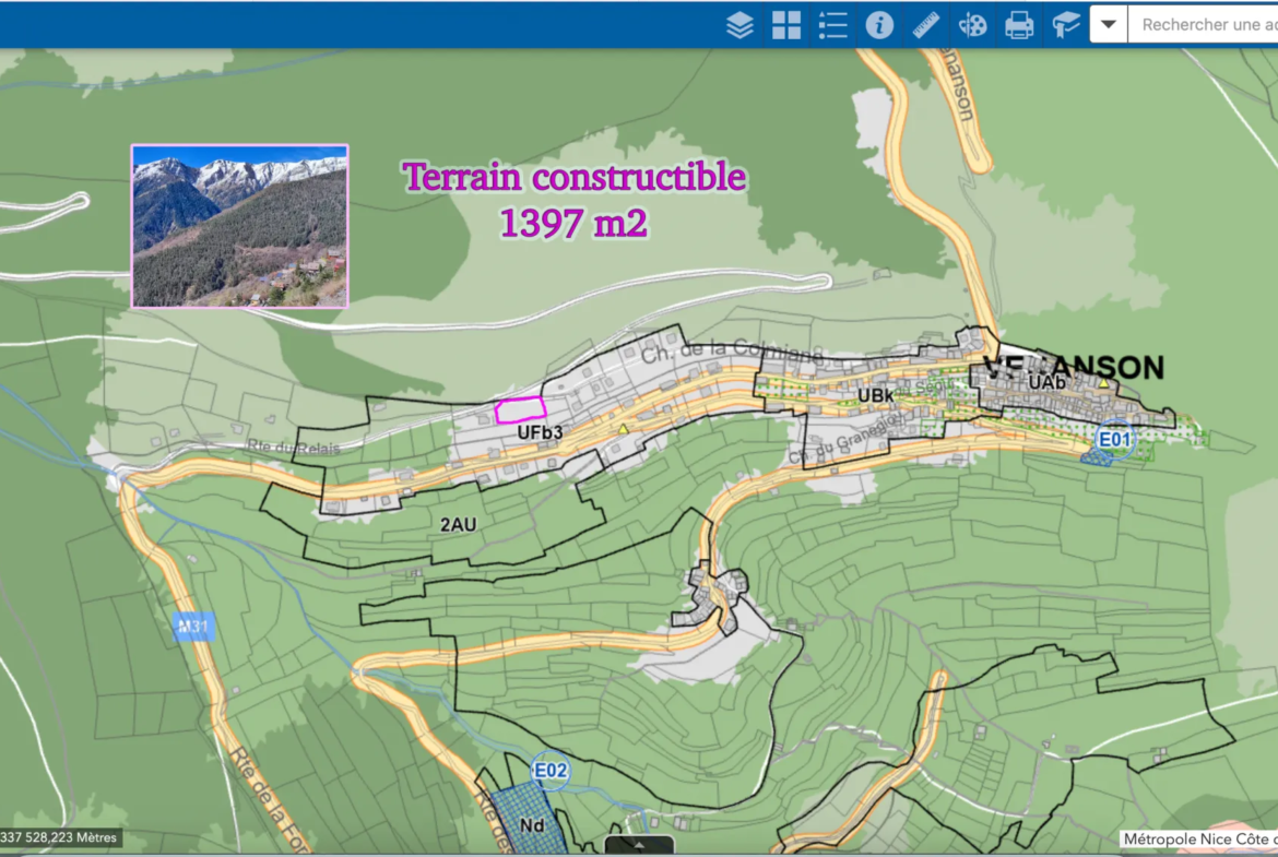 Terrain Constructible à Venanson - 1 397 m² avec Vue Panoramique 