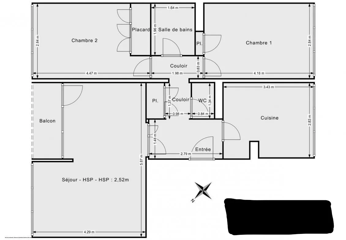 A vendre : Appartement F3 de 72 m² à Pontoise, vendu loué 