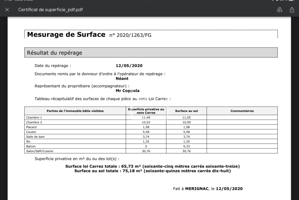 Superbe appartement T3 de 66 m² avec garage à Mérignac (33700) 