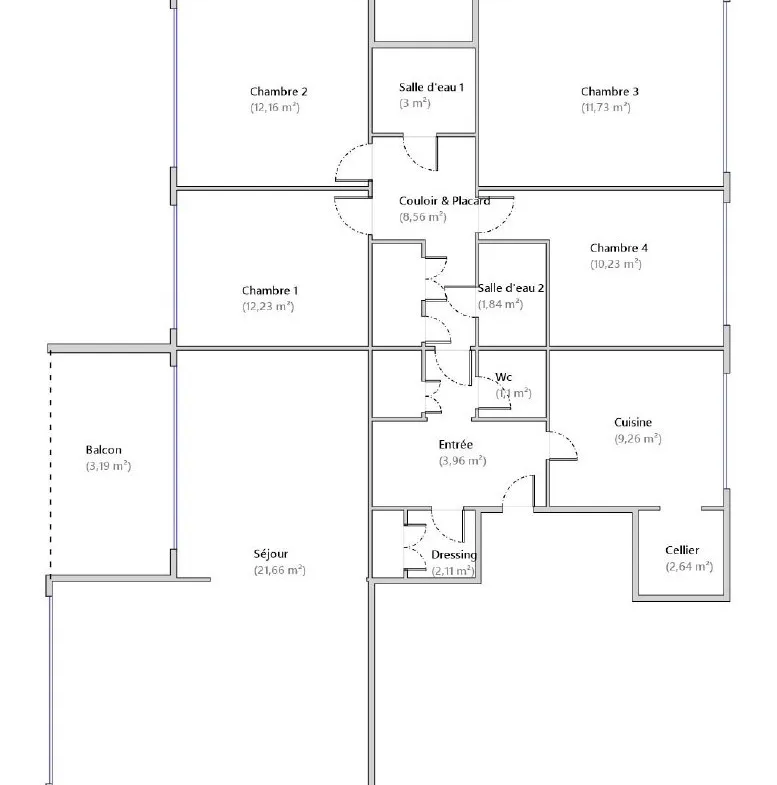 Appartement familial à vendre à Pontoise - 100.50 m² - 4 chambres 