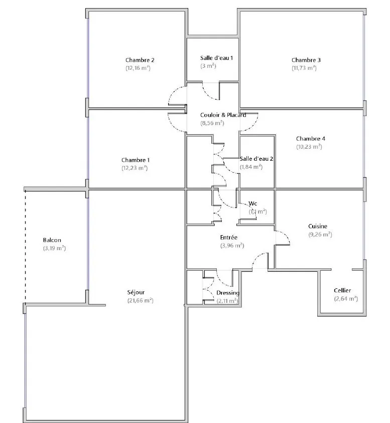 Appartement familial à vendre à Pontoise - 100.50 m² - 4 chambres 