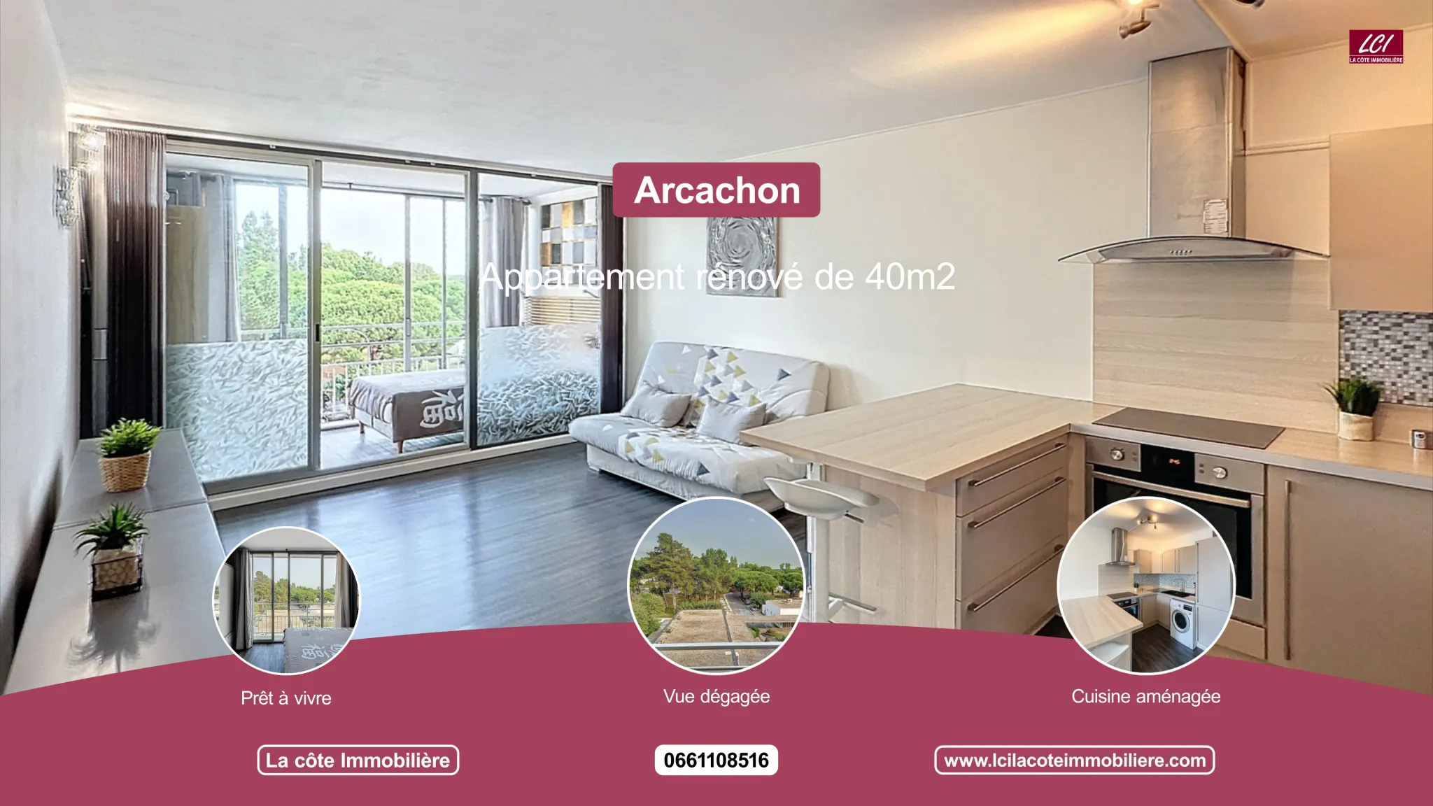 Appartement rénové à vendre à Arcachon, proche de l'Aiguillon 