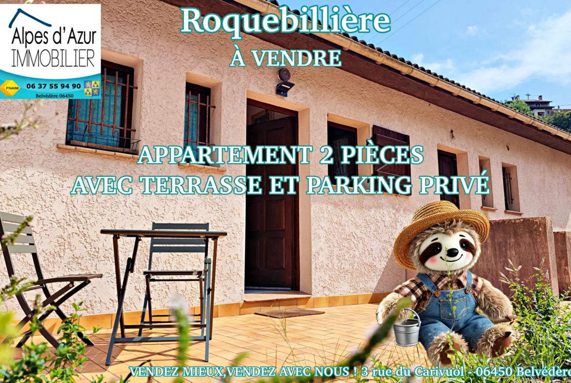 Appartement 2 pièces avec terrasse et parking à Roquebillière 