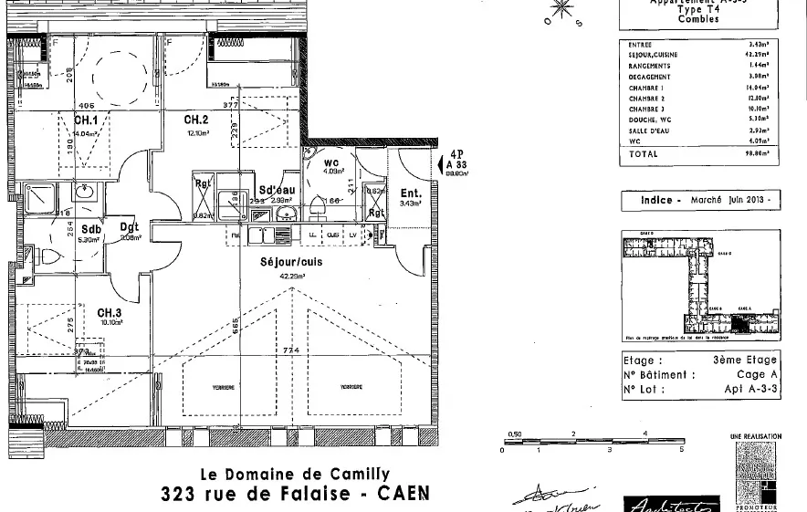 Appartement d'exception de 4 pièces à CAEN avec parking et cave 