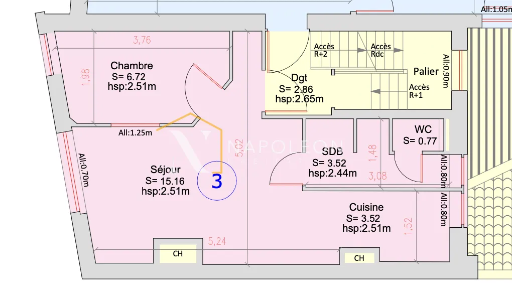 Vente appartement T1 rénové de 31 m² à Ronchin 