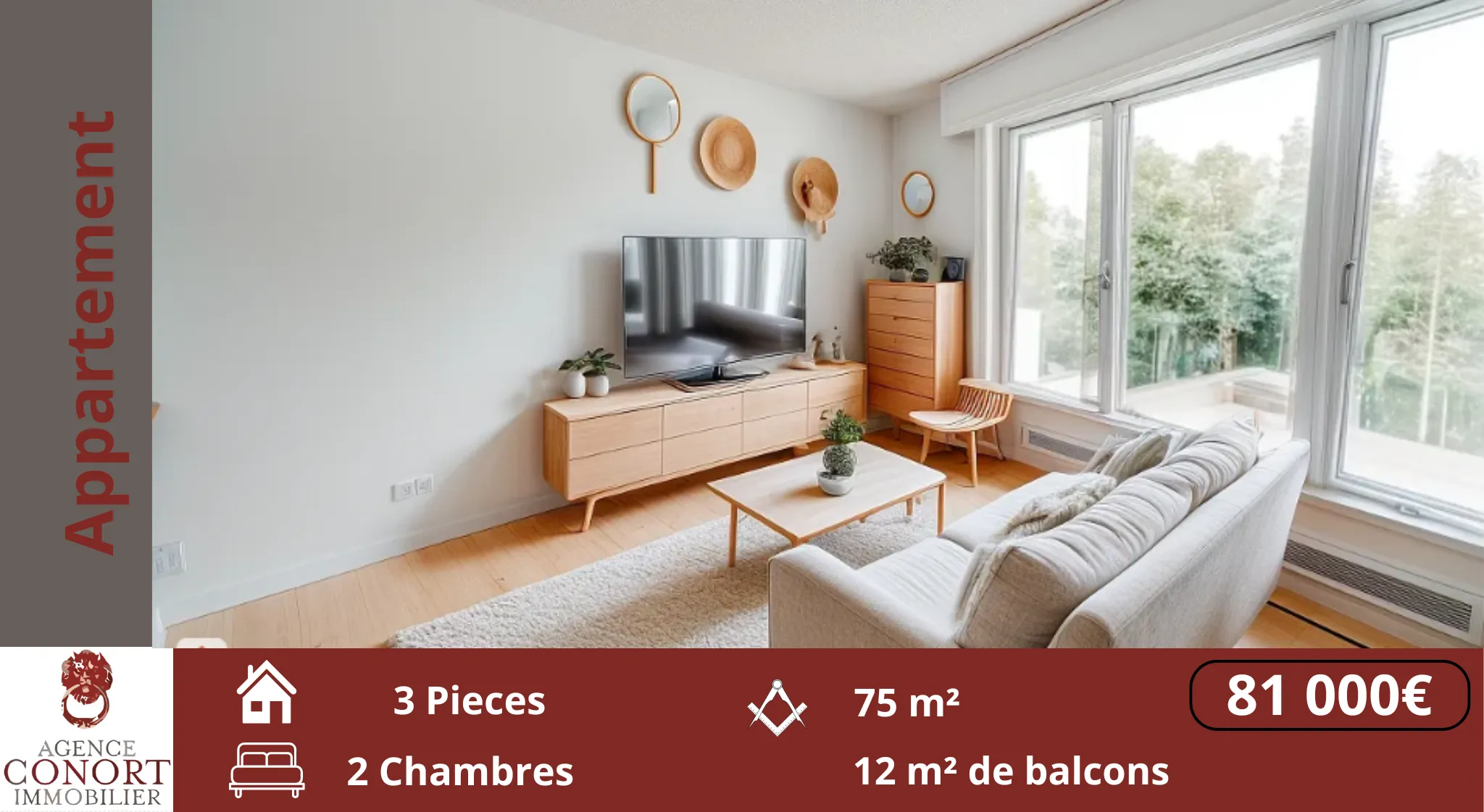 Appartement F3 à vendre à Nevers avec balcon et garage 