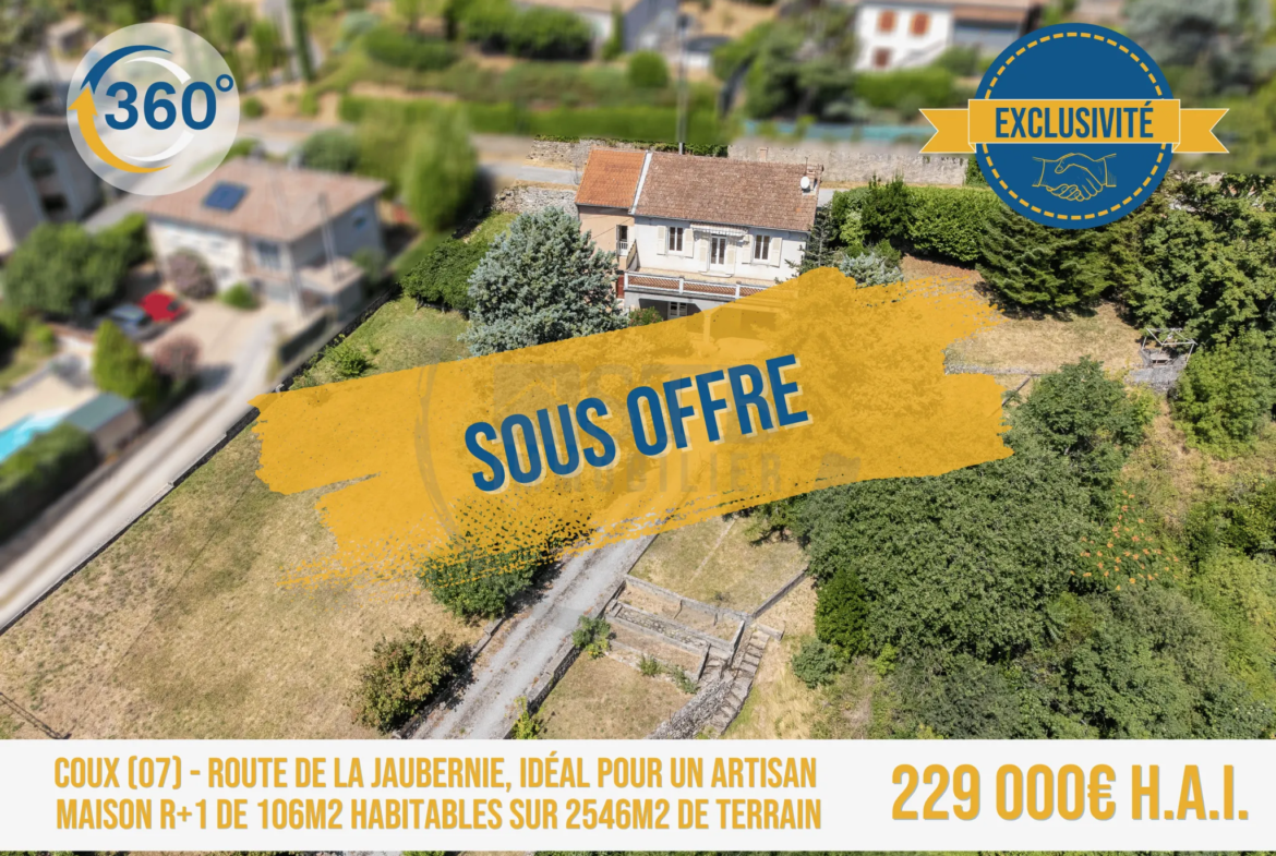 Maison spacieuse de 106m² avec terrain de 2546m² à Coux 