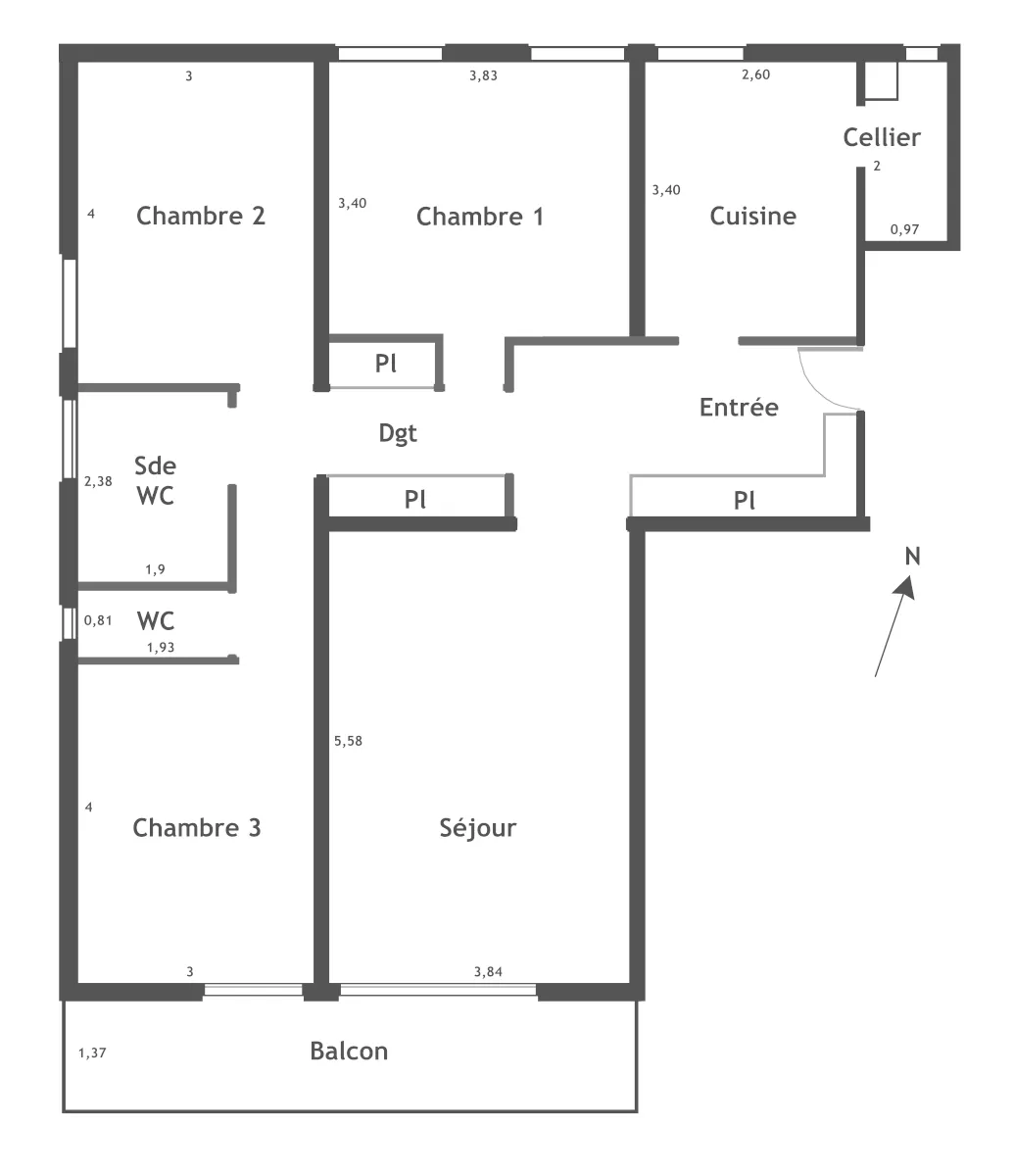 Grand appartement 4 pièces à vendre à Créteil avec balcon plein sud 