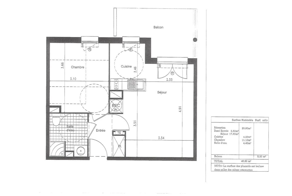 À vendre : Appartement T2 de 40,99 m2 à Roquettes (31120) 