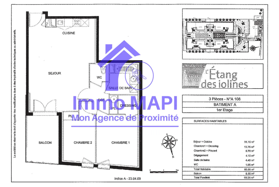 Carrières-sous-Poissy : Appartement T3 de 65m² avec piscine 