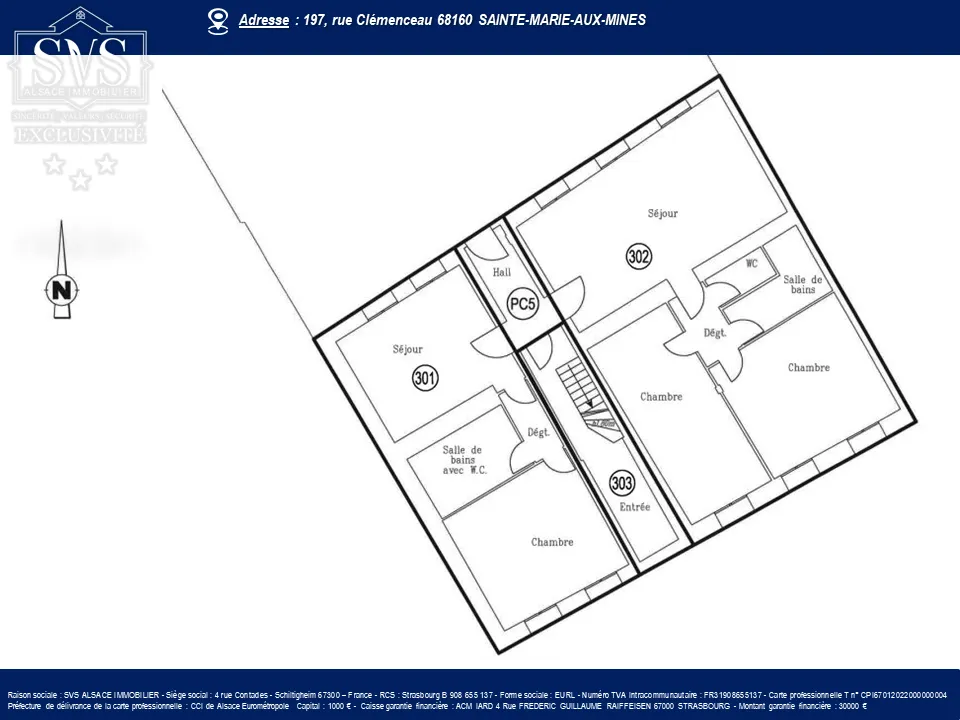 Appartement F2 à rénover entièrement pour investissement locatif à Sainte-Marie-Aux-Mines 