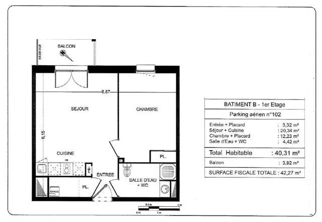 Appartement T2 lumineux à vendre à Douai avec balcon 