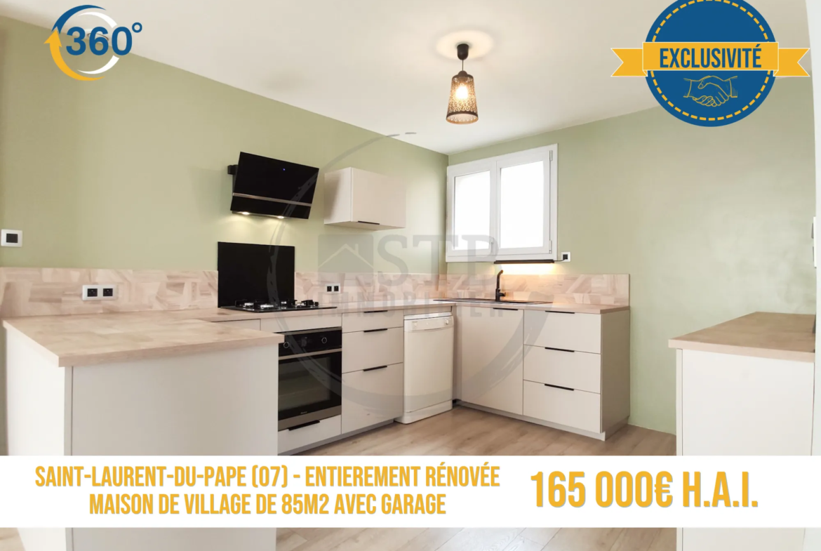 Maison de village entièrement rénovée de 85 m² avec garage à Saint-Laurent-du-Pape 