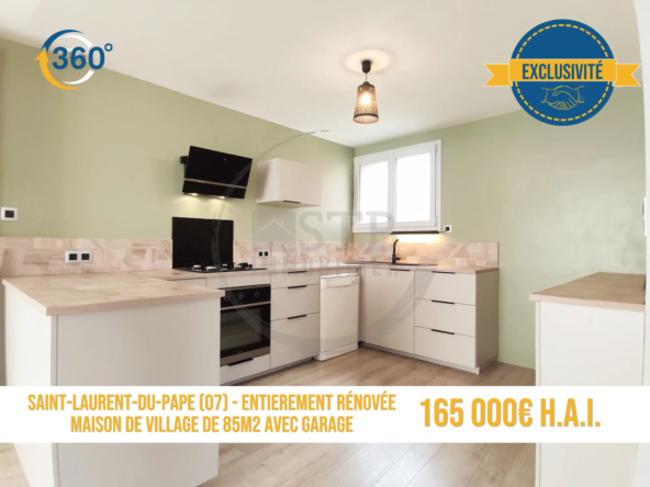 Maison de village entièrement rénovée de 85 m² avec garage à Saint-Laurent-du-Pape