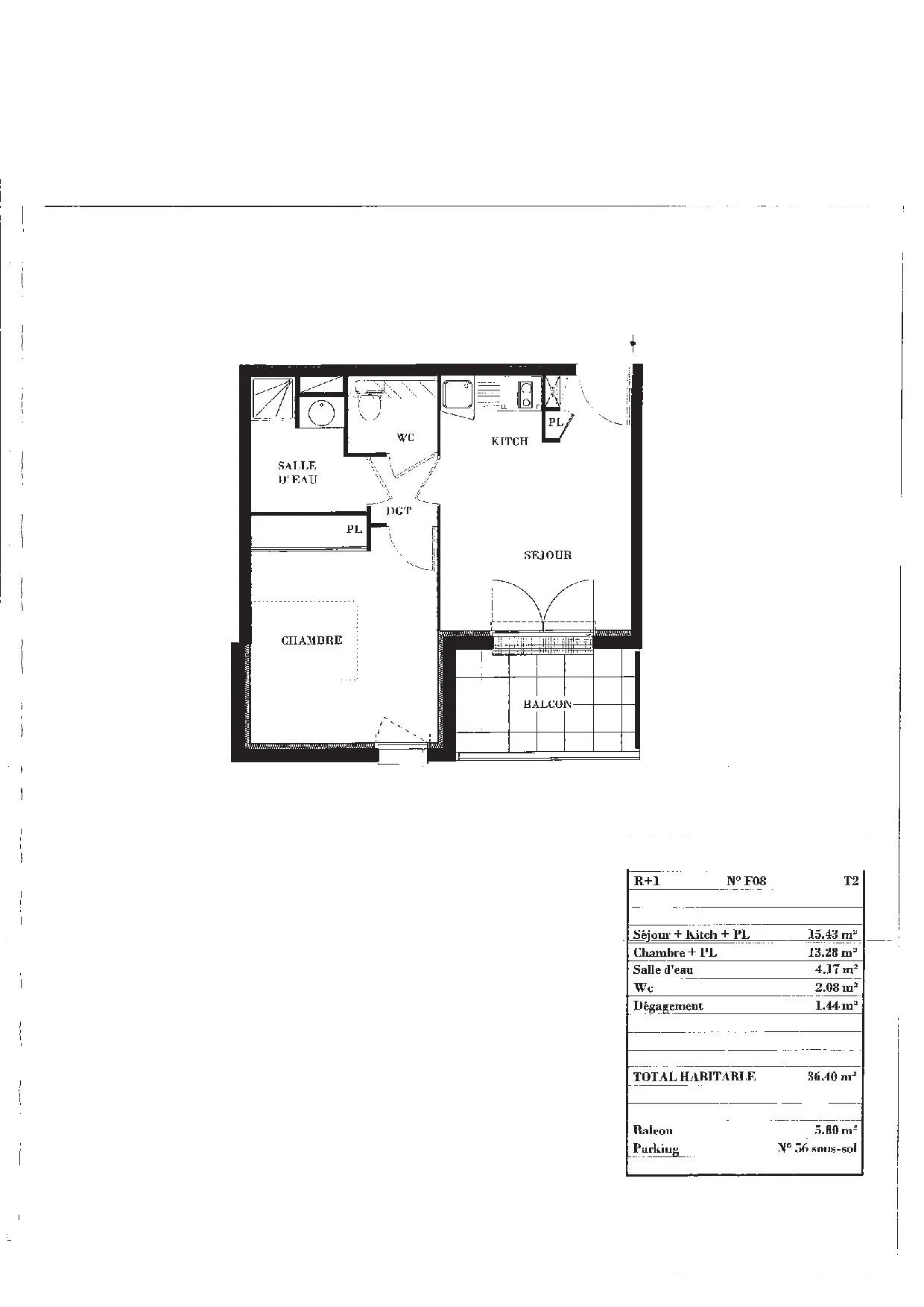 À vendre : Appartement T2 de 36,4 m² avec balcon à Toulouse (31200) 