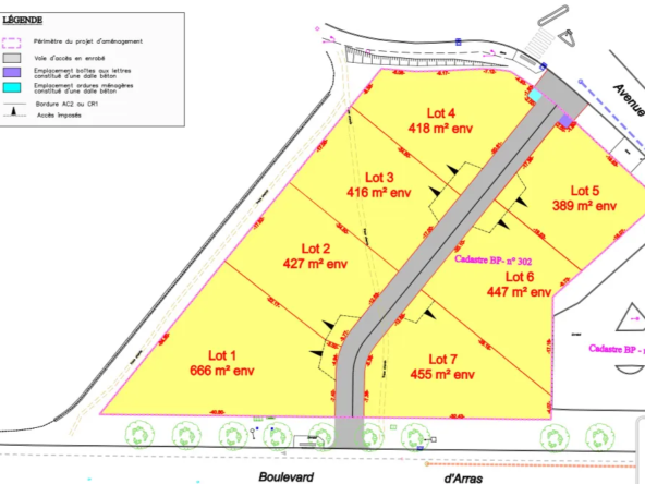 Vente terrain viabilisé de 455 m2 à Roanne