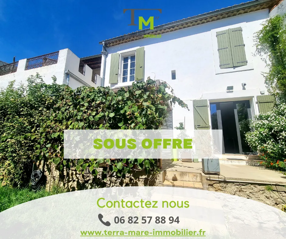 Maison de caractère à vendre avec garage et jardin à St-Marcel-sur-Aude 