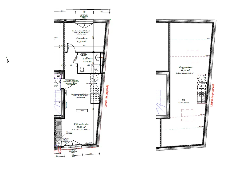 Grand T2 en Duplex de 62.11 m² à Muzillac 