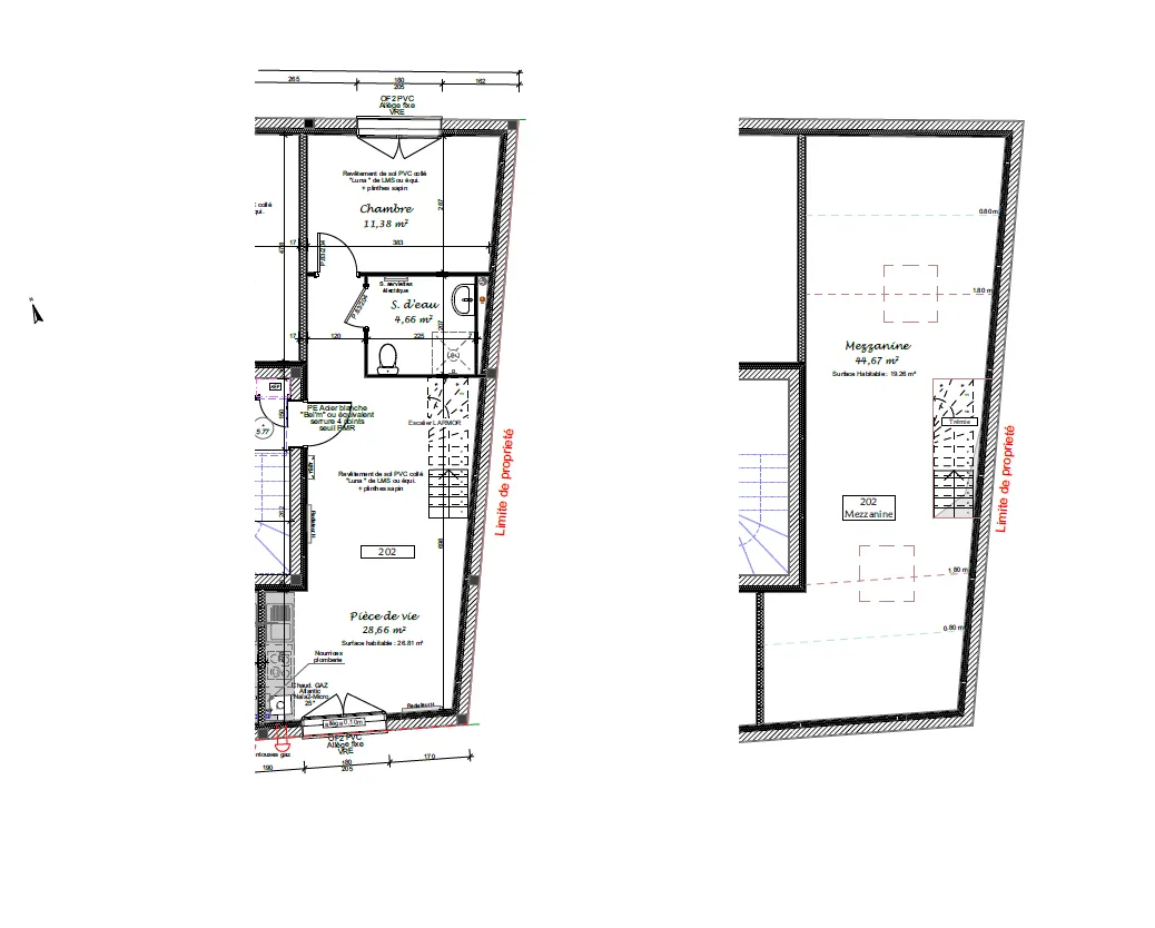 Grand T2 en Duplex de 62.11 m² à Muzillac 