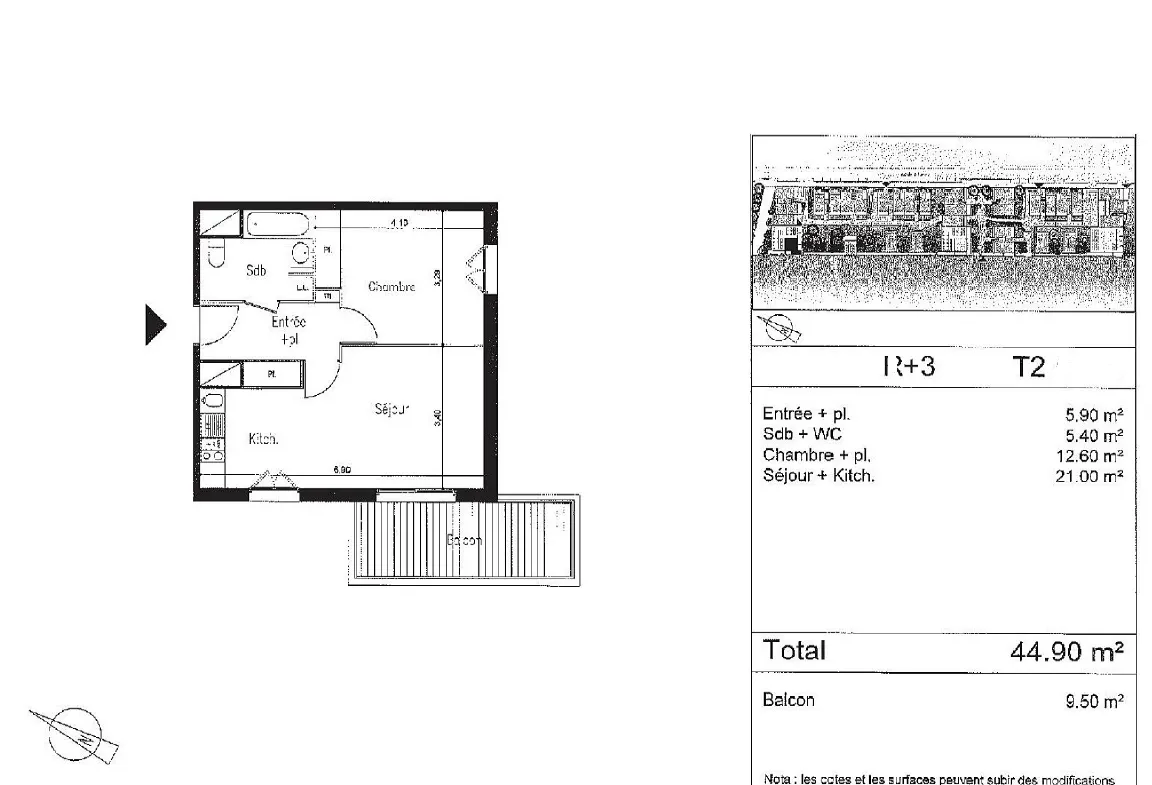 À vendre - Appartement T2 spacieux de 44,6 m² à Beauzelle 