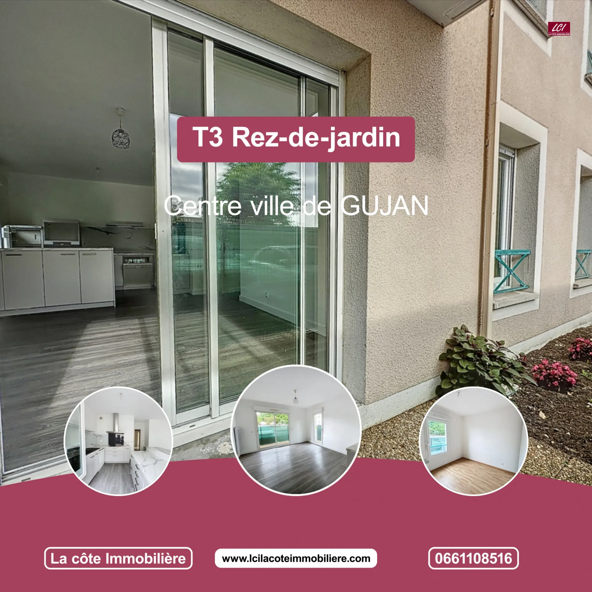 Appartement T3 en rez-de-jardin à Gujan-Mestras à vendre 