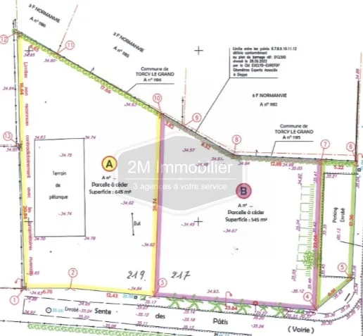 À vendre : Terrain constructible de 545 m2 à Torcy Le Grand, proche mer 