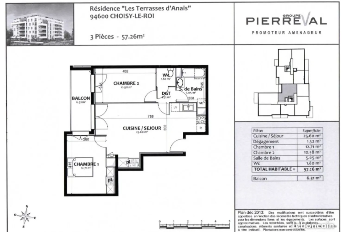 Appartement moderne 3 pièces avec balcon à Choisy-Le-Roi 