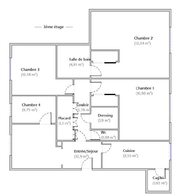 À vendre : Appartement de 82,62 m² avec 4 chambres à Pontoise 