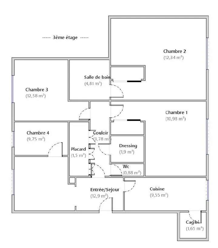 À vendre : Appartement de 82,62 m² avec 4 chambres à Pontoise 