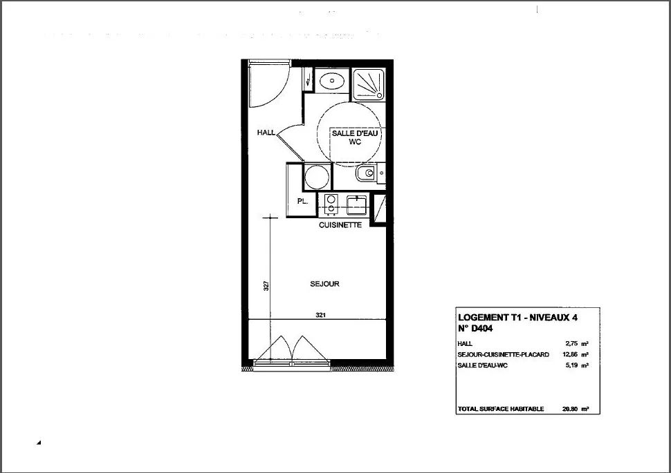 Studio T1 de 20,90 m² à vendre à Caluire-et-Cuire 