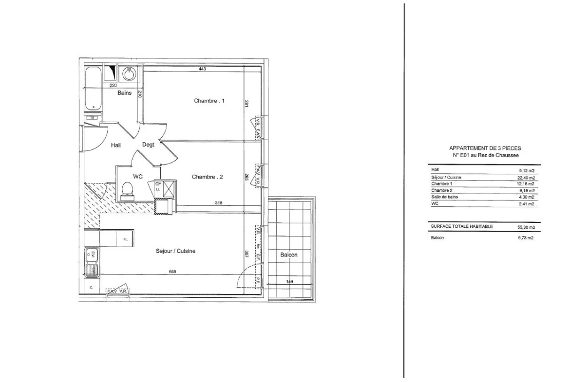 Appartement T3 de 55,55 m² à Lyon (69007) - Idéalement Situé 