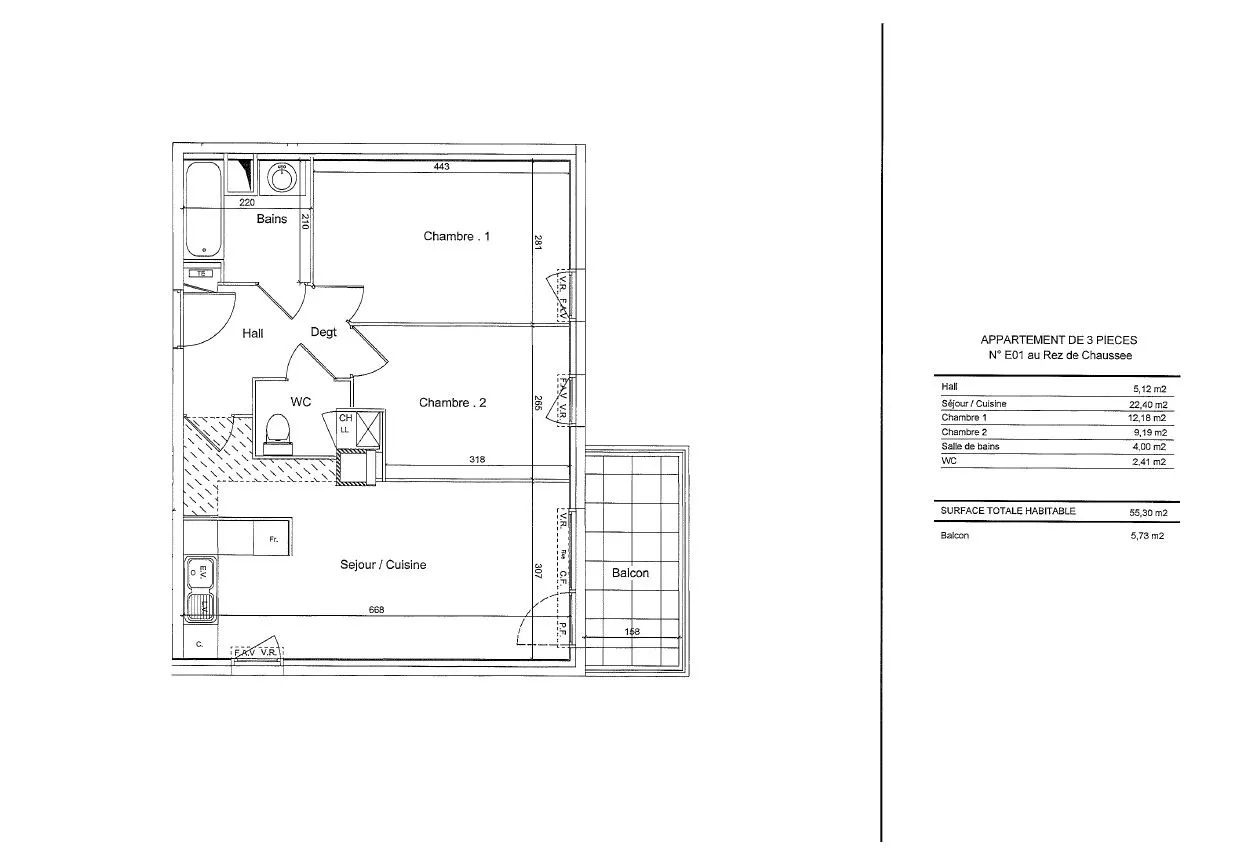 Appartement T3 de 55,55 m² à Lyon (69007) - Idéalement Situé 