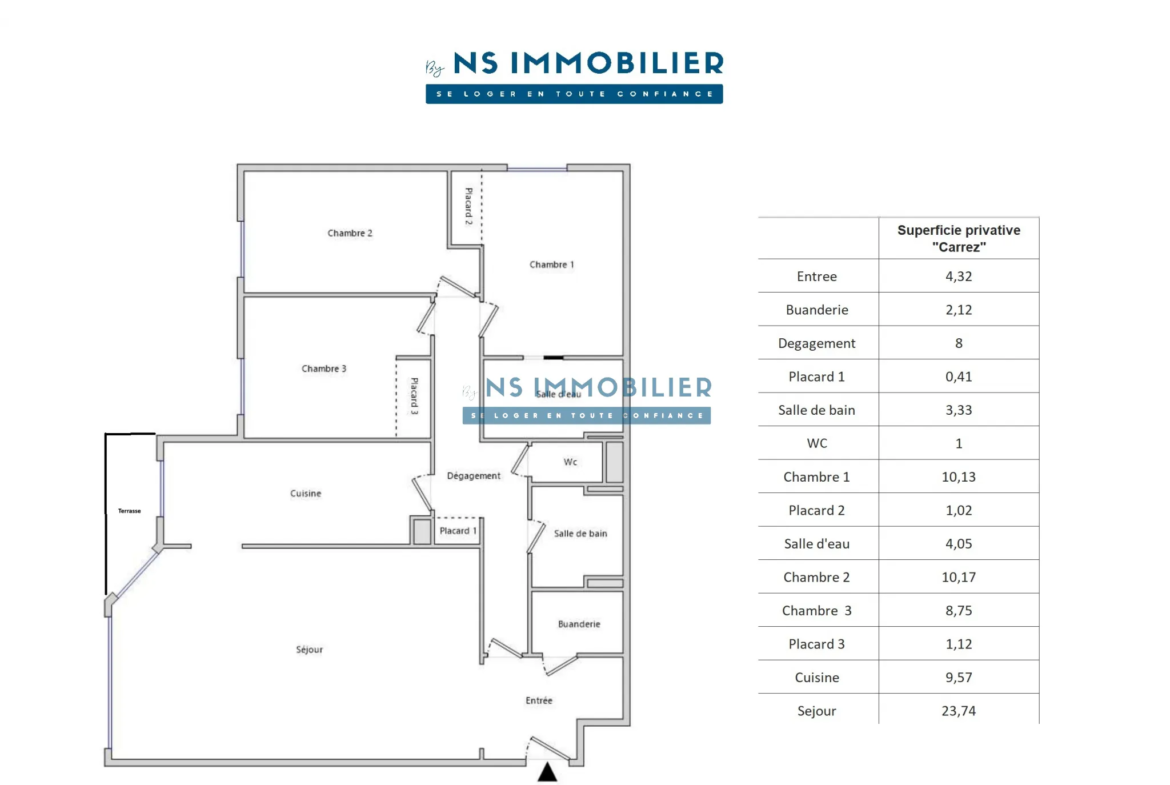 Appartement F4 lumineux avec terrasse à Sartrouville 