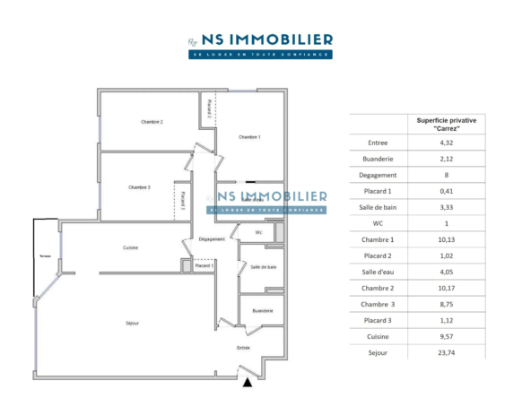 Appartement F4 lumineux avec terrasse à Sartrouville