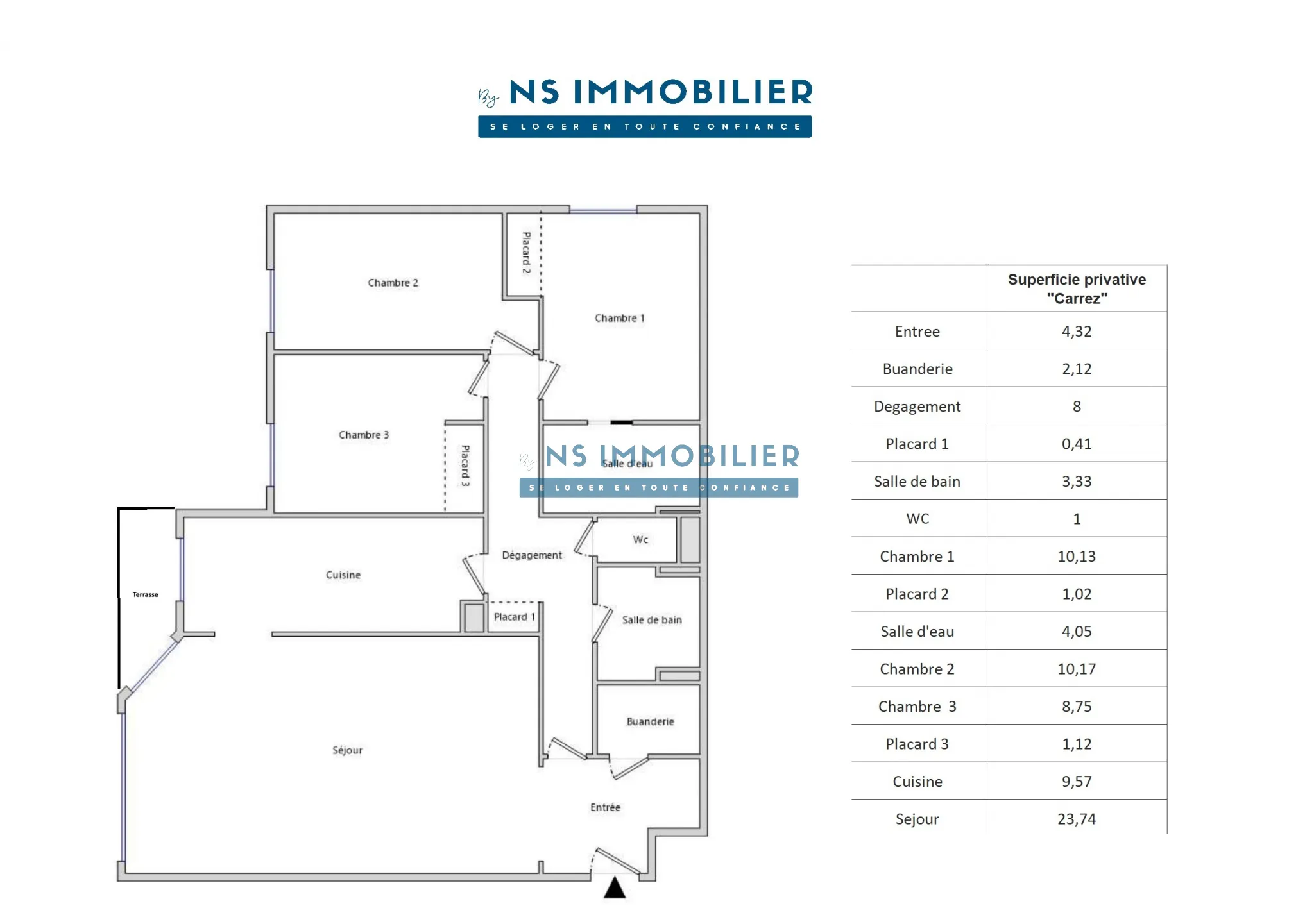 Appartement F4 lumineux avec terrasse à Sartrouville 