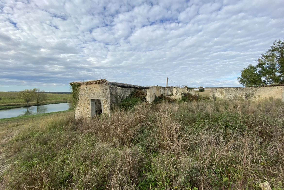 Ancienne ferme à rénover avec vue sur lac à Fources 