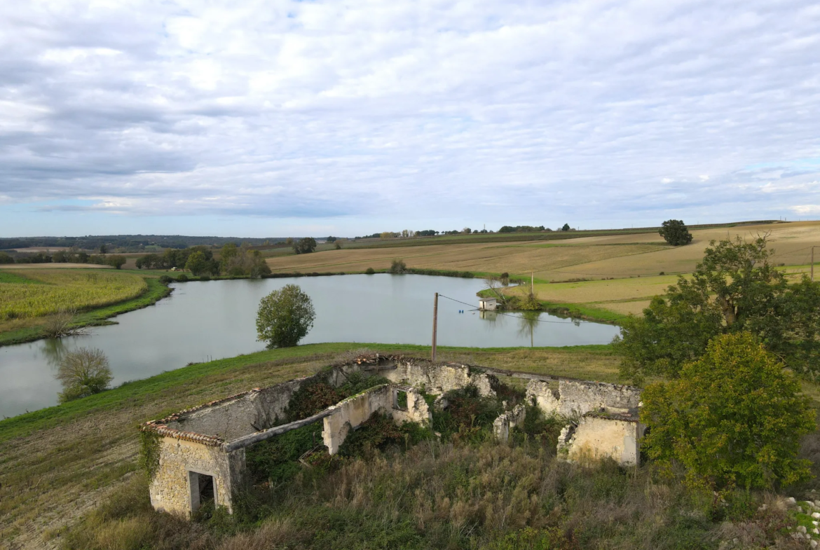 Ancienne ferme à rénover avec vue sur lac à Fources 