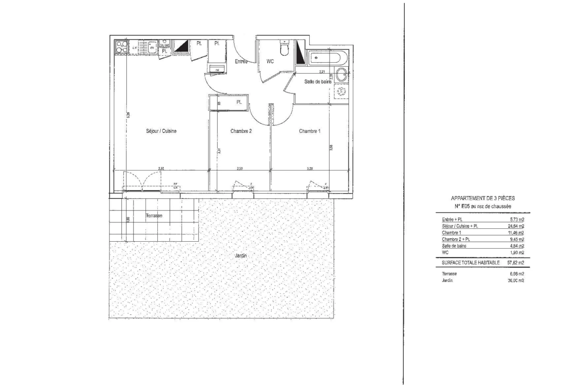 À vendre : Appartement T3 de 58,56 m² à Quint-Fonsegrives 